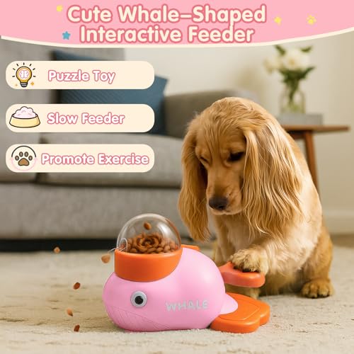 Interactive Dog Toys & Cat Toys for Indoor Cats, Dog Puzzle Toy Slow Feeder Bowl, Puppy Enrichment Toys, Interactive Cat Toys, Dog Feeder Puzzle Toy for Smart Dogs to Keep Them Busy - color: Whale-Pink