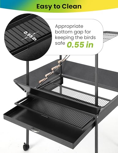 Garvee 64'' H Inch Birdcage Stand Play Center with Perches and Ladders - size: 64'' H