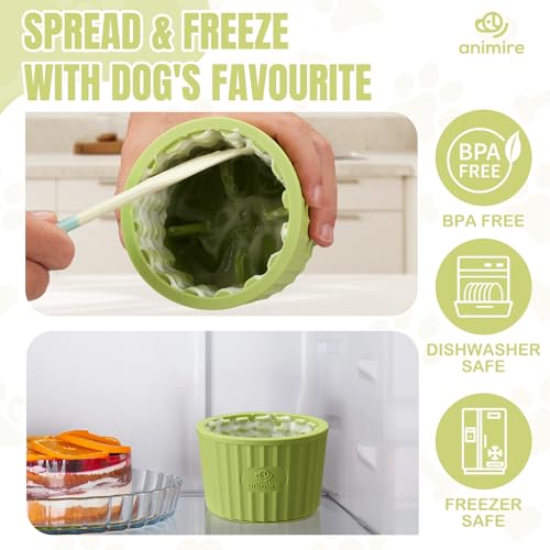 Dog Lick Bowl, Anxiety Relief Dog Licking Mat Freezer Treat Dispenser, Non-Slip Anti-Choking Silicone Slow Feeder Lick Bowl for Small Medium & Large Breed Dogs, BPA Free(Green,S) - color: Green, size: S