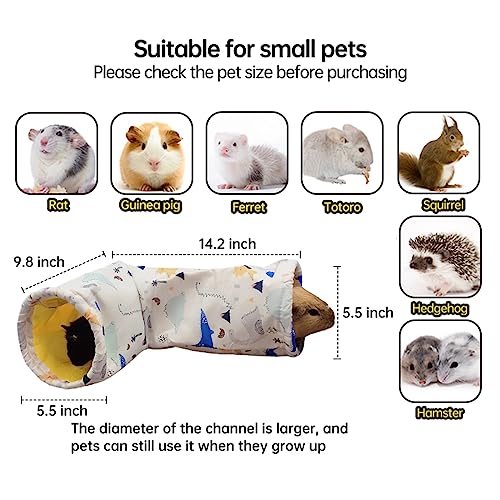 Large Caliber Guinea Pig Tunnel Hideout & Hammock, Rat Cage Corner Toy for Ferret Hedgehog Piggy to Hide and Shuttle (1. Tunnel-Dinosaur) - color: 1. Tunnel-dinosaur