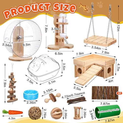 19 Pcs Hamster Cage Accessories & Habitat Set