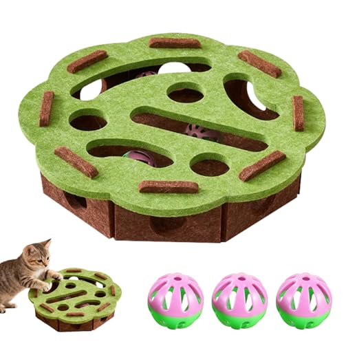 Cat Scratch Puzzle Enrichment Box, Cat Nail File Enrichment Box, Interactive Mental Cats Felt Maze Boxes Puzzle Kittern Toy with Bell for Indoor Pet Cats Games Scratching and Hunting