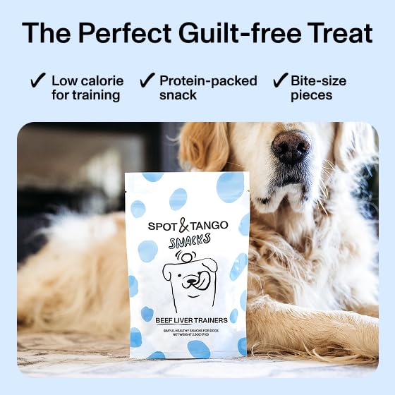 Spot & Tango Beef Liver Dog Training Treats - 100% Beef Liver, Freeze-Dried Dog Snack - Grain & Gluten-Free - for Small, Medium, and Large Dogs - for Puppies Through Seniors