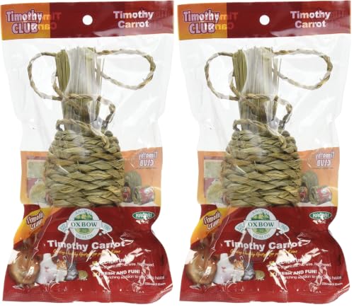 Oxbow Timothy Hay Carrot, Rabbit & Guinea Pig Toy, Edible & Hand-Woven Bunny Toy, No Wires or String, Small Pet Accessories, for Rabbits, Guinea Pigs, Chinchillas & Rats, Medium (Pack of 2) - size: 1 Count (Pack of 2)