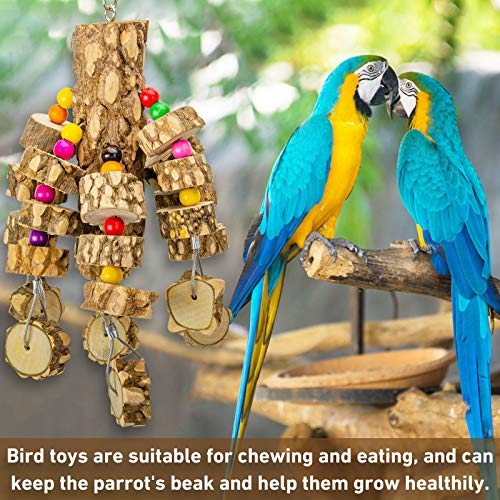 MYFAMIREA Parrot Chewing Toys Bird Toys Natural Wood Bird Toys Parakeet Cage Hammock Hanging Toy for Parrots, Cockatoos, African Grey, Cockatiels Small and Medium Birds - color: Natural