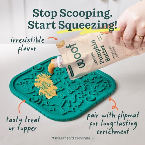 Woof Green FlipMat & LickWells Pumpkin Butter Dog Lick Mat Spread, 12 oz