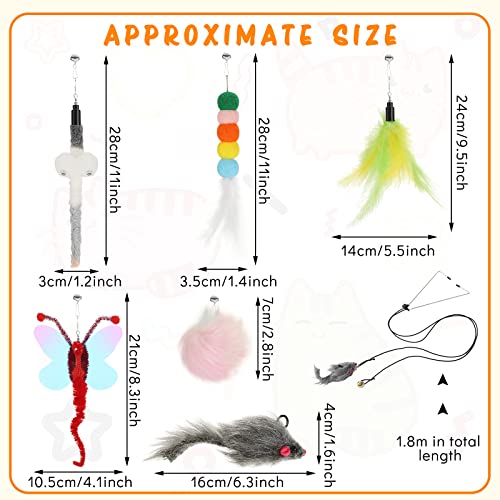 Charniol 8 Pcs Interactive Cat Feather Toys, Indoor Hanging Retractable Cat Toys, Dragonfly Little Mouse Interactive Teaser Toy Kitten Toy for Self Indoor Play Make Fun Chase Exercise, 6 Styles - style: Diverse