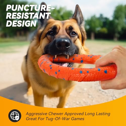 FUSOTO Dog Ring Toy, Indestructible Flying Discs for Throwing Catching - color: Orange - φ9 inches