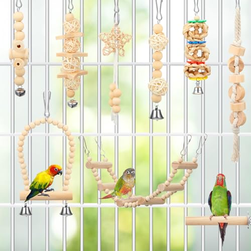 10 Pcs Bird Toys for Parakeets Cage Accessories Parrot Swing Toys