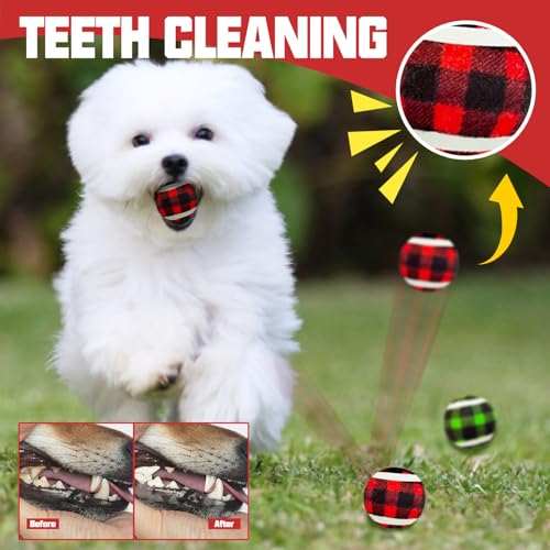 X-Small Dog Tennis Balls Dog Toys Ball 1.5" Pack of 12, Fit Ball Launchers,Dog Toys - color: Red&Green Plaid tennis balls