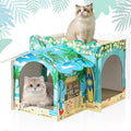 2 Story Cardboard Cat House with Scratcher Pad, 17x12x10, Hawaii - style: Hawaii