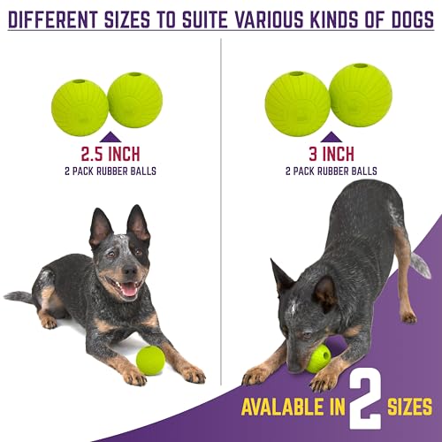 Chew King by Mammoth Supreme Rubber Dog Fetch Balls (8-Pack), Durable 2.5” Natural Rubber Balls with Safety Air Vent, High Bounce Fetch Toys for Aggressive Chewers, Launcher Compatible - Yellow - color: E) 8-Pack 2.5" Balls (Yellow)
