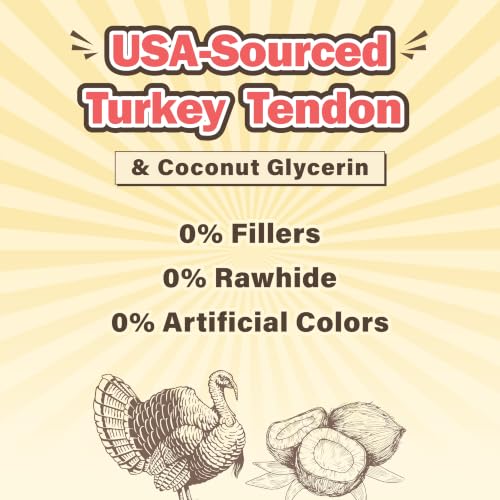 VITADAY Turkey Tendon for Dogs, USA-Sourced, Strips, 3 oz, Pack of 5 - size: 3 Ounce (Pack of 5)