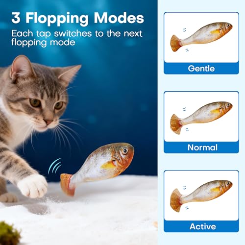 Potaroma Cat Toys Bite-Sized Flopping Fish with Catnip