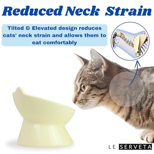 Macarons Series Ceramic Slow Feeder Cat Bowl, Raised Puzzle Feeder, Anti Vomiting Cat Slow Feeding, Elevated Food Bowl, Whisker Friendly Pet Bowl with Cute Ear Design (Yellow) - color: Yellow