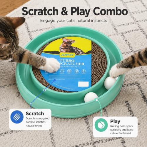Cat Scratcher Toy Ball Track (Green) - color: Green