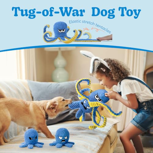 Interactive Dog Toys, 4 Pack Octopus Squeaky Hide And Seek Large Dog Toys - color: 4 Pack Octopus