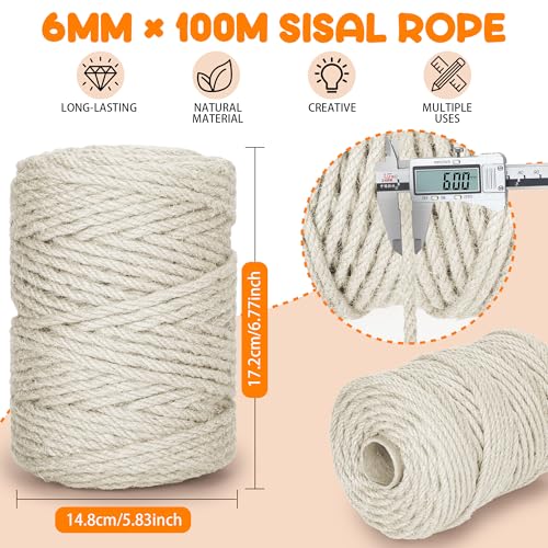 328FT 1/4 Inch Cat Scratching Sisal Rope for Cat Trees & Posts - color: White, size: 328ft