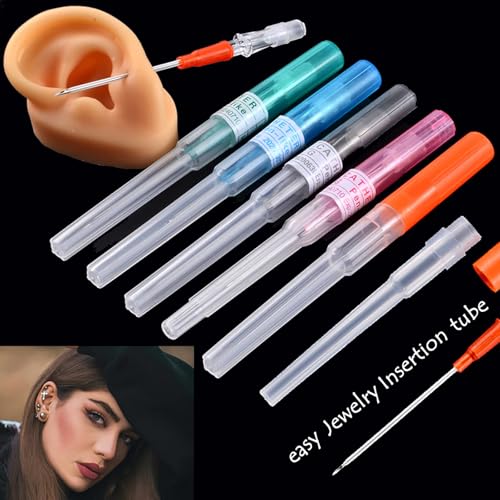 Catheter Needles - Prgislew 5Pcs Catheter Piercing Needles 18G IV Catheter Needles Ear Nose Piercing Needles Hollow Needles for Lip Tongue Belly Navel Nipple Cartilage Piercing Kit - size: 18G-5PCS