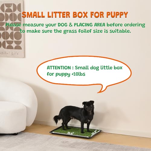 HQ4US 4LEGS Dog Grass Pad with Tray, Dog Litter Box with Artificial Grass - size: S 23”×16” for Dog＜ 19" Length