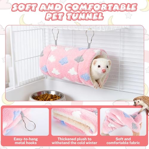 RAINFLOW Pink Hamster Tunnel - Soft Rabbit Tunnel for Playing & Resting