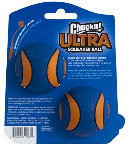 Chuckit! Ultra Squeaker Ball Dog Toy, Small, 2in, 2 Pack - size: Small (2 Pack), style: Squeaker