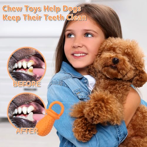 Latex Chew Dog Toys, Novelty Squeaky Pacifier Dog Toys, 5.2" Durable Pacifier Dog Chew Toys for Small and Medium Dogs(Orange,1 Pcs) - color: Orange
