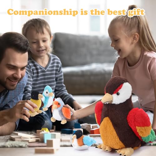 RoundFunny 7 Pcs Birds Stuffed Animals with Babies Egg and Nest - style: Bird