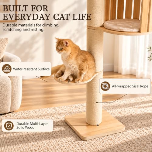 Floor to Ceiling Cat Tree, Adjustable 7.9-9.9 ft Tension Cat Tower - color: 94.1-118.9"-1 Hideway