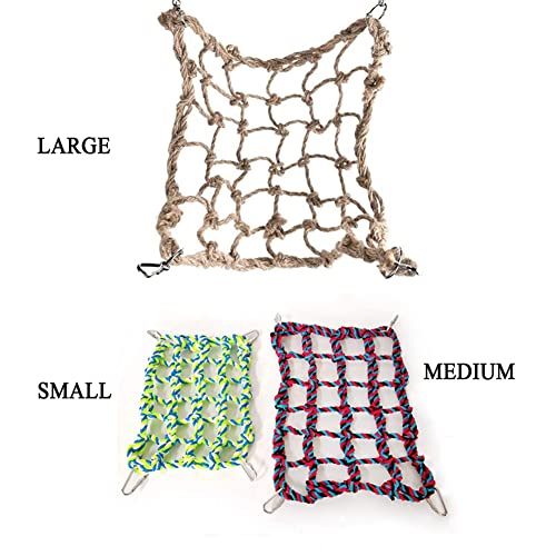 Litewoo Bird Rope Climbing Net Swing Grid Hammock for Parrot Rat Cage, M - color: M: 9.84 x 12.60inch/ 25 x 32cm