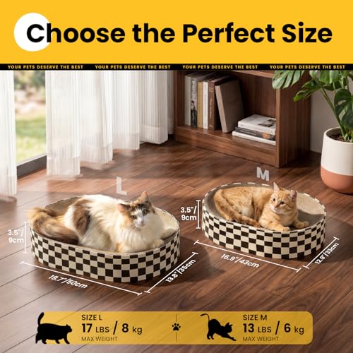 Conlun Oval Cat Scratcher Bed Bowl Lounge for Kittens | Medium | 2 Pack - color: Checkerboard, size: 2 Pack-Medium(16.9"L x 12.9"W x 3.5"Th)