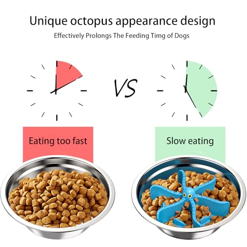 Slow Feeder Insert for Dog Bowl,Silicone Pet Food Slow Feeder(Cuttable),with Suction Cups for Large Breed and Medium Small Size Compatible with Regular Elevated Metal Glass Bowl