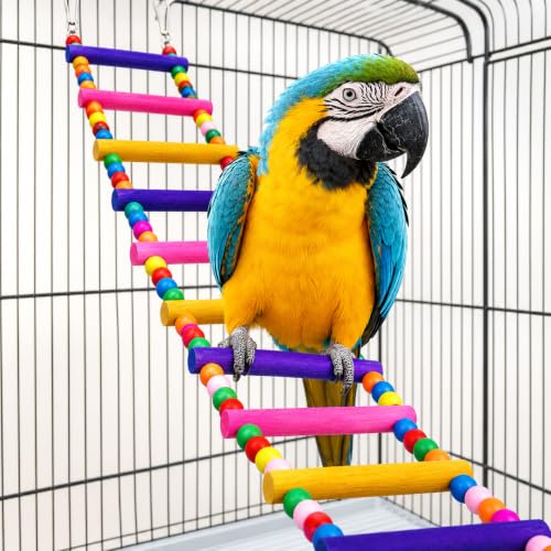 Flexible Wooden Bird Ladder Bridge for Cages, 25 in, 10 Steps - color: 25Inch - 10 Ladders