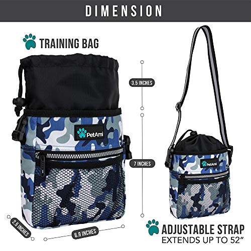 PetAmi Hands Free Dog Treat Pouch for Training and Walking, Camo Blue - color: Camo Blue