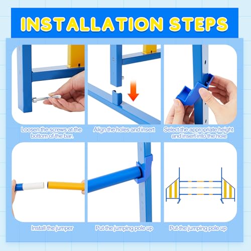 Seenelling Dog Agility Jump with Wing Bars, Adjustable Metal Hurdle