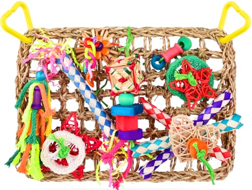 KATUMO Bird Toys, Large Bird Foraging Wall Toy, Woven Climbing Hammock Mat - color: Color