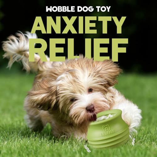 Dog Enrichment Treat Toy, Long-Lasting Wobbly Interactive Freeze Lick Toys for Dogs, Stuffable Puzzle Feeder Toy for Boredom, Silicone Treat Dispensing Chew Toy (Green,S) - color: Green, size: S