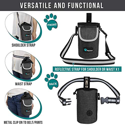 PetAmi Dog Treat Pouch, Large Hands-Free Training Bag, Charcoal - color: Charcoal