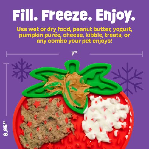 Brightkins Strawberry Lick Mat - Mental Stimulation for Dogs, Feeding Treat Mats for Dogs and Cats, Enrichment Dog Food Mat, Puppy Training Tools, Cat Feeder Toy, Dog Toys Boredom, Slow Pet Feeder