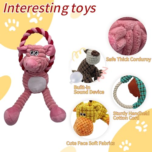Plush Wrinkled Squeaky Dog Toy,2-Pack The Best Durable Teething Puppy Rope Chew Toy Keeps Them Busy Playing Hide-and-Seek Suitable for Puppy, Medium Dogs and Large Dogs (Pink & Gray) - color: Pink & Gray