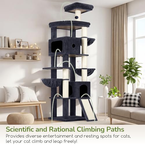 Globlazer Cactus Extra Tall Cat Tree for Large Cats, Heavy Duty Tower, F83C - color: Dark Grey