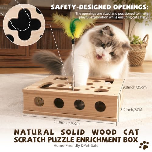 Cat Nail File Enrichment Box Scratch Puzzle Toy with Slot Lock Screws