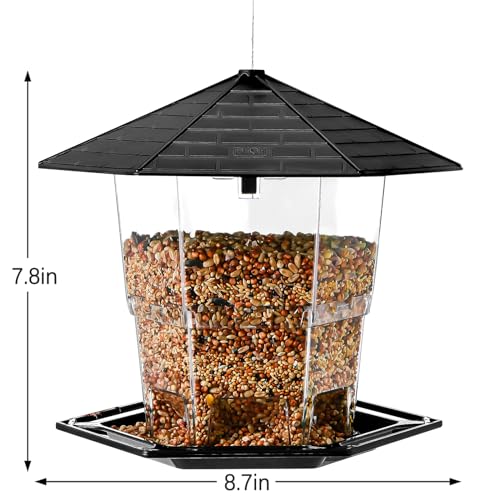 Jealoeur Bird Feeders for Outdoors Hanging Bird Feeder Wild Birds Seed, Black - color: Black