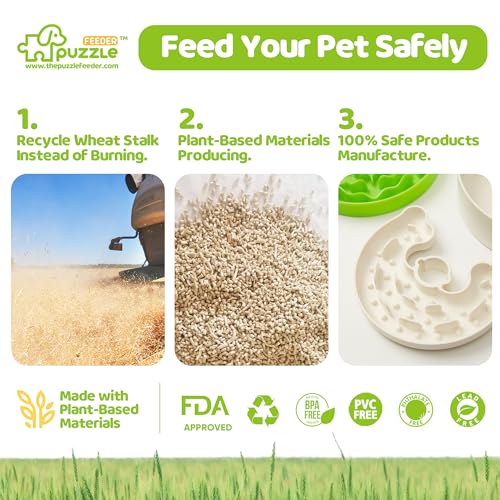 Puzzle Feeder Slow Feeder Dog Bowl for Puppies with Non-Slip Base - Adjustable Speed Design, Removable Puzzle Inserts & Dishwasher Safe, Green - color: Light Green, size: M