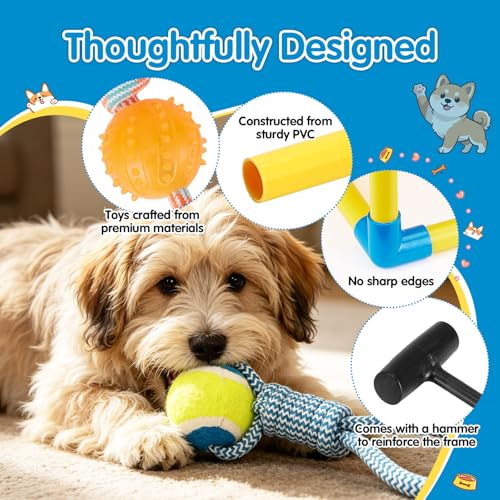Keaber Puppy Play Gym with 8 Toys, Jungle Gym with Hammock 23x17x17in