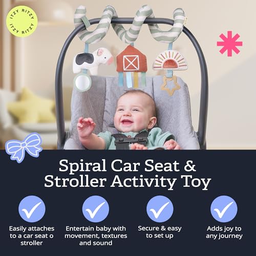 Itzy Ritzy Spiral Car Seat & Stroller Activity Toy, 0 Months & Up (Farm) - color: Farm