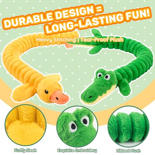 LECHONG 2-Pack 40” Extra-Long Squeaky Dog Toys for Large Dogs, Soft Chew Plush Stuffed Animal Dogs Toy, Interactive Tug-of-War Dog Toys for All Dogs to Keep Them Busy