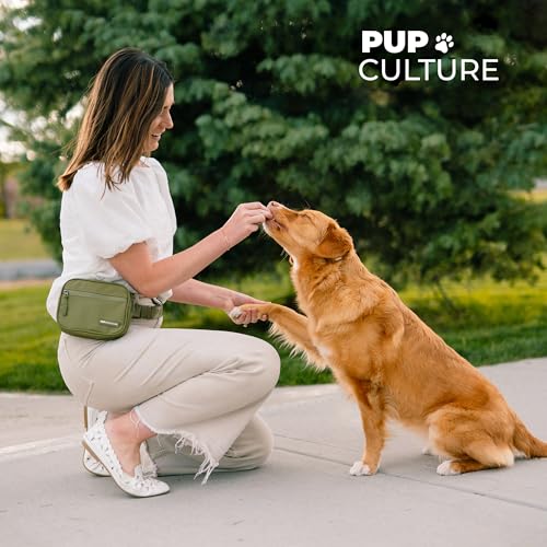 Pup Culture Dog Treat Pouch with Poop Bag Dispenser and Removable Treat Pouch | Cross Body Dog Walking Bag | The Perfect Puppy Training Tool and Even Better Gift - color: Lavender