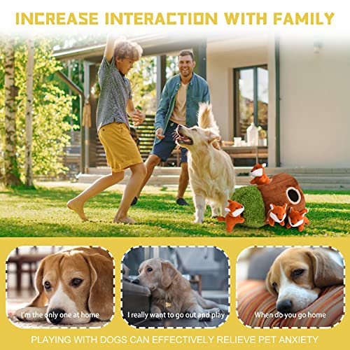 Interactive Squeaky Dog Toys Fox Dog Toy, Stuffing Woodland Friends Burrow, Squeaky Plush Dog Toys for Small Medium Large Dogs Small Size (Large) - size: Burrow - Large, style: Fox