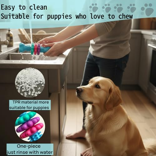 Puppy Teething Toy, Durable Chew Toy for Small Dogs, Interactive Bone Toy to Keep Puppies Busy, Teeth Cleaning Dog Toy for Small Breeds - color: Blue